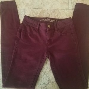 American Eagle Stretch Burgandy Jeggings Sz 0